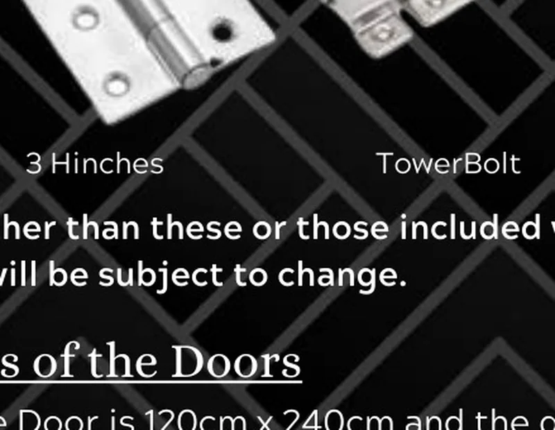 The handle, hinges, tower bolt and fixings supplied with every door